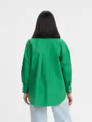 Зеленый рубашка женская, оверсайз, с длинным рукавом