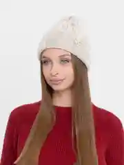 Светло-бежевый шапка женская "Элисия", на флисовом подкладе