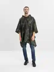 Лесной зеленый пончо-дождевик с капюшоном