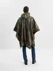 Терракотовый пончо-дождевик с капюшоном