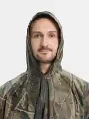 Терракотовый пончо-дождевик с капюшоном