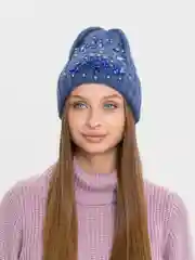 Синий меланж шапка "Ролина"