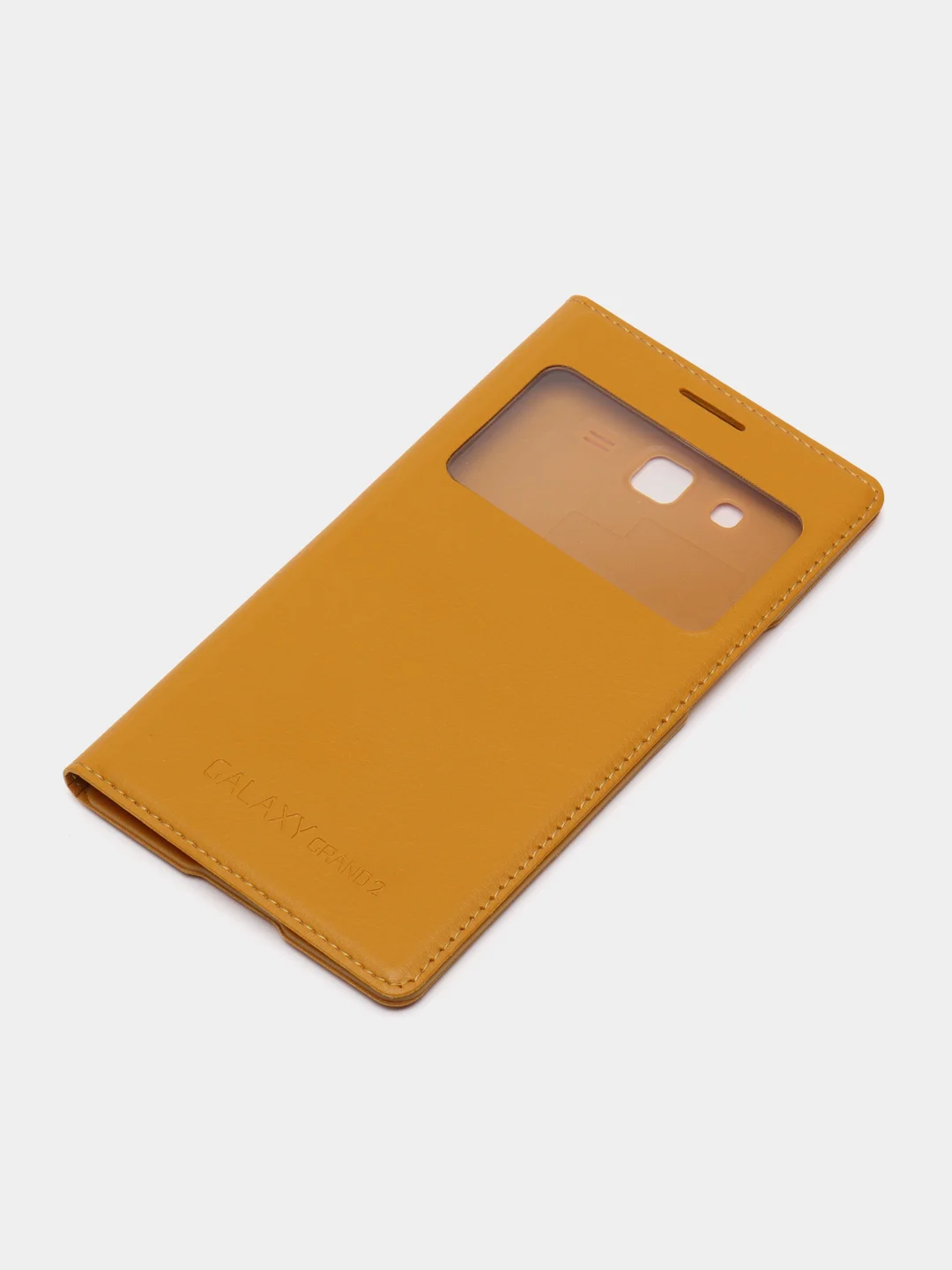 Горчичный кожаный чехол-книжка для Samsung Galaxy Grand 2