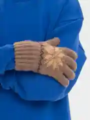 Коричневый шерстяные перчатки "Звезда"