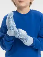Синий шерстяные варежки "Звезда"