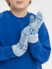 Синий шерстяные варежки "Звезда"