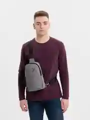 Серый меланж рюкзак  мужской, на одно плечо с USB / Сумка мужская