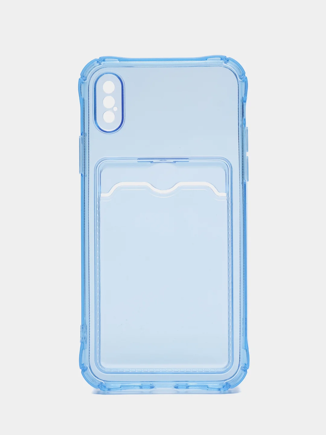 Синий силиконовый чехол с отсеком, карманом для карты IPhone 7-13 Pro Max, прозрачный