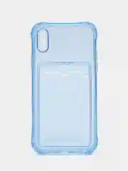 Синий силиконовый чехол с отсеком, карманом для карты IPhone 7-13 Pro Max, прозрачный