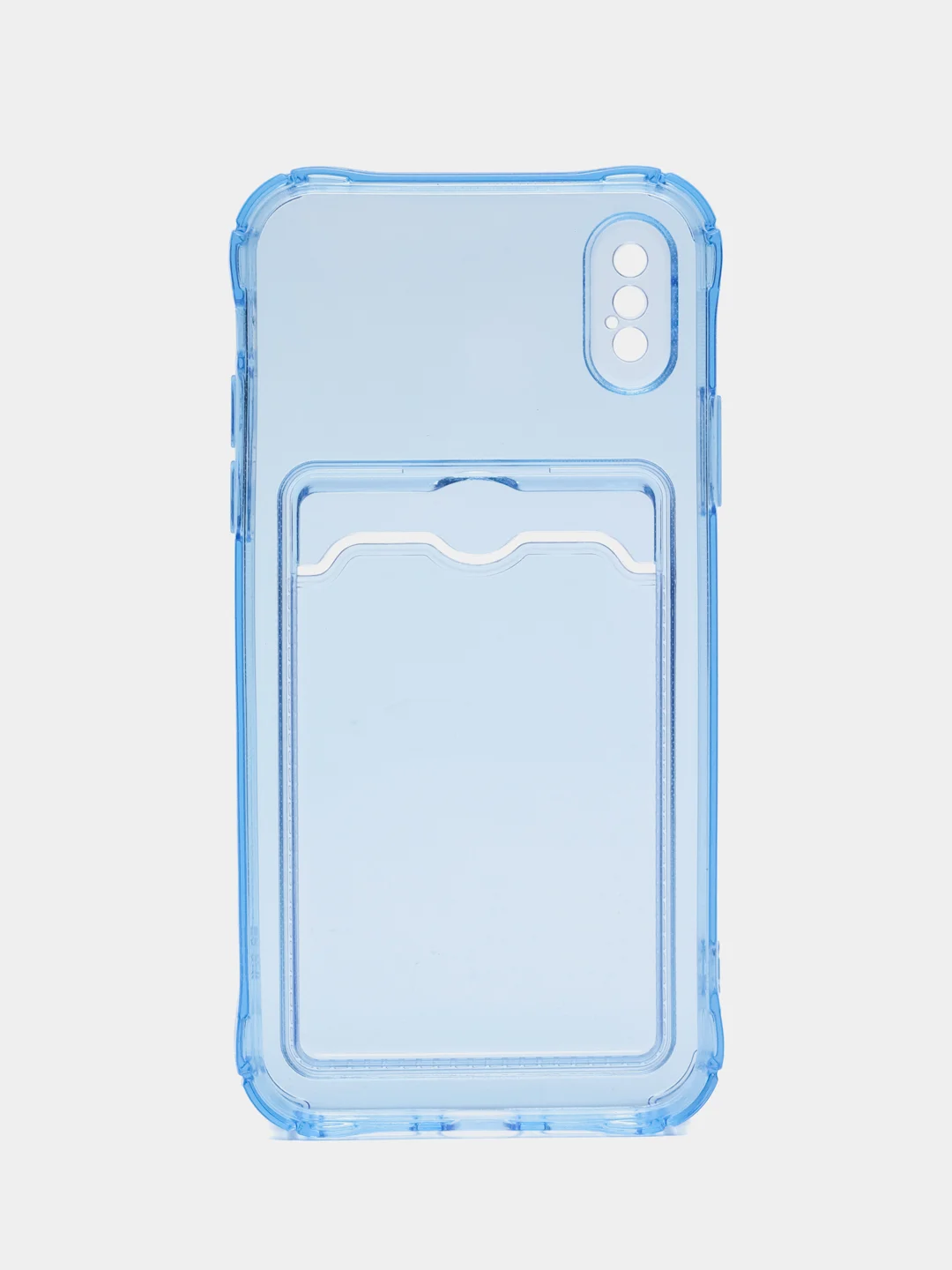 Синий силиконовый чехол с отсеком, карманом для карты IPhone 7-13 Pro Max, прозрачный