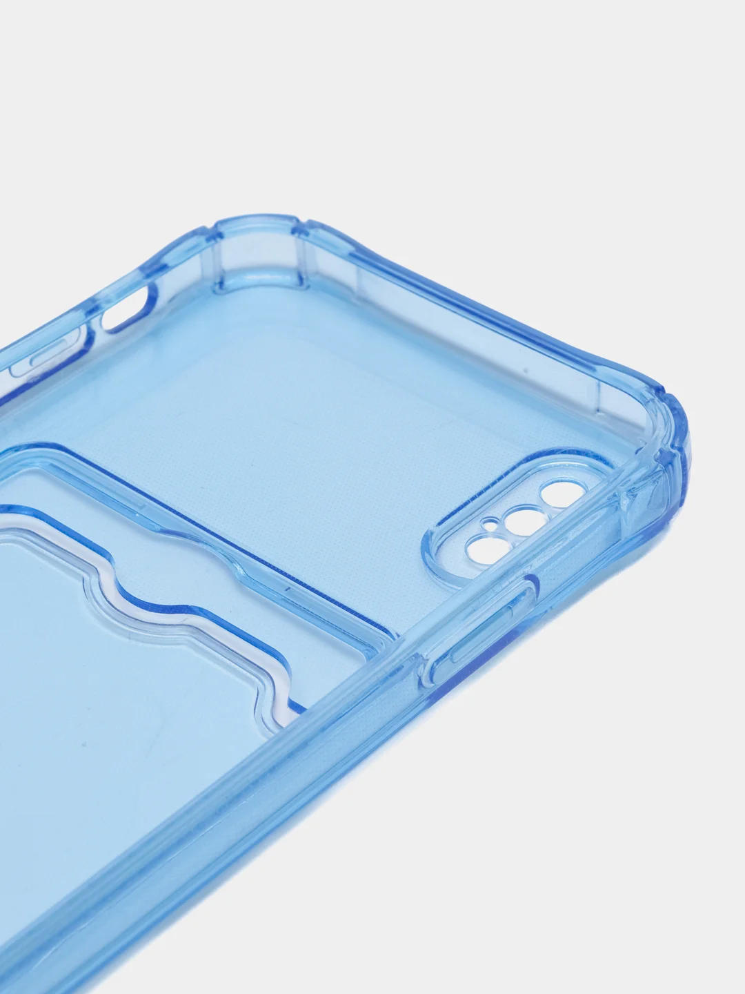 Синий силиконовый чехол с отсеком, карманом для карты IPhone 7-13 Pro Max, прозрачный