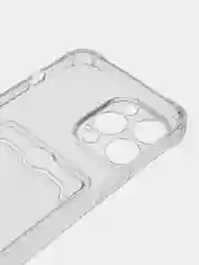 Белый чехол силиконовый с кармашком для карты iPhone 13, 14 (Mini, Pro, Pro Max, Plus)