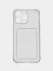 Белый чехол силиконовый с кармашком для карты iPhone 13, 14 (Mini, Pro, Pro Max, Plus)