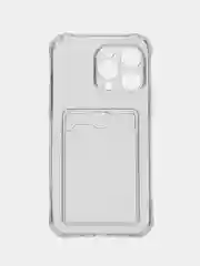 Белый чехол силиконовый с кармашком для карты iPhone 13, 14 (Mini, Pro, Pro Max, Plus)