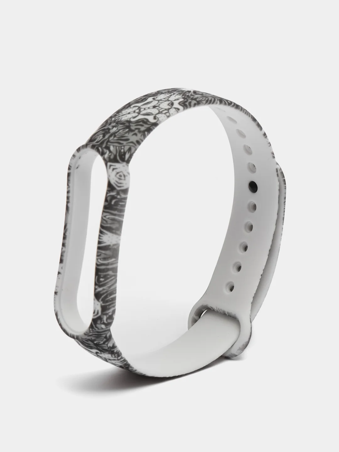Серый ремешок для Xiaomi Mi Band 5, 6, силиконовый, с принтом