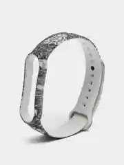 Серый ремешок для Xiaomi Mi Band 5, 6, силиконовый, с принтом