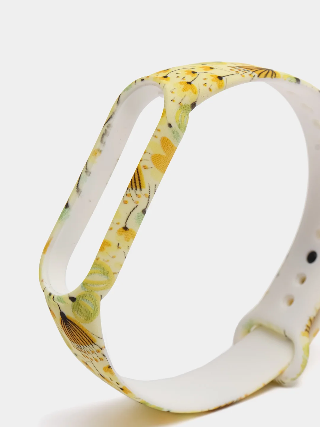 Желтый ремешок для Xiaomi Mi Band 5, 6, силиконовый, с принтом