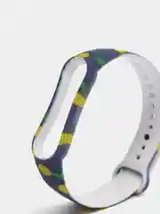 Синий ремешок для Xiaomi Mi Band 5, 6, силиконовый, с принтом
