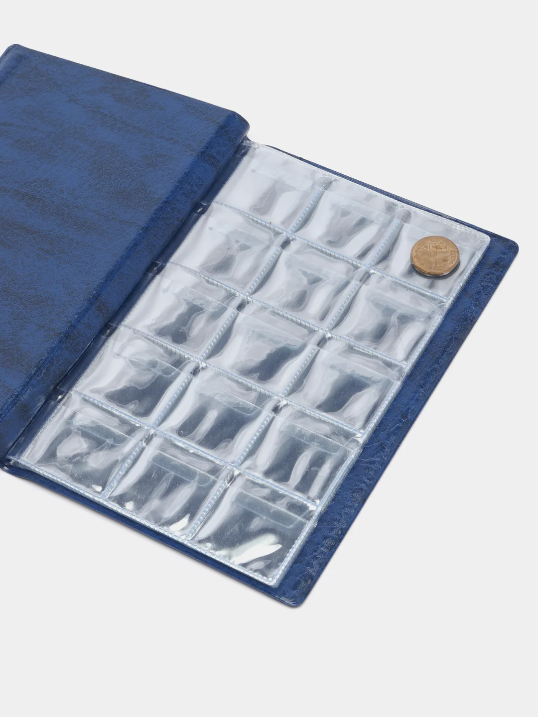 Синий альбом для монет, 120 ячеек