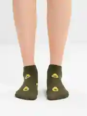 Лесной зеленый носки женские с принтом "Avocado short", укороченные