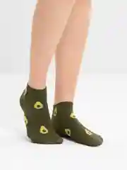 Лесной зеленый носки женские с принтом "Avocado short", укороченные