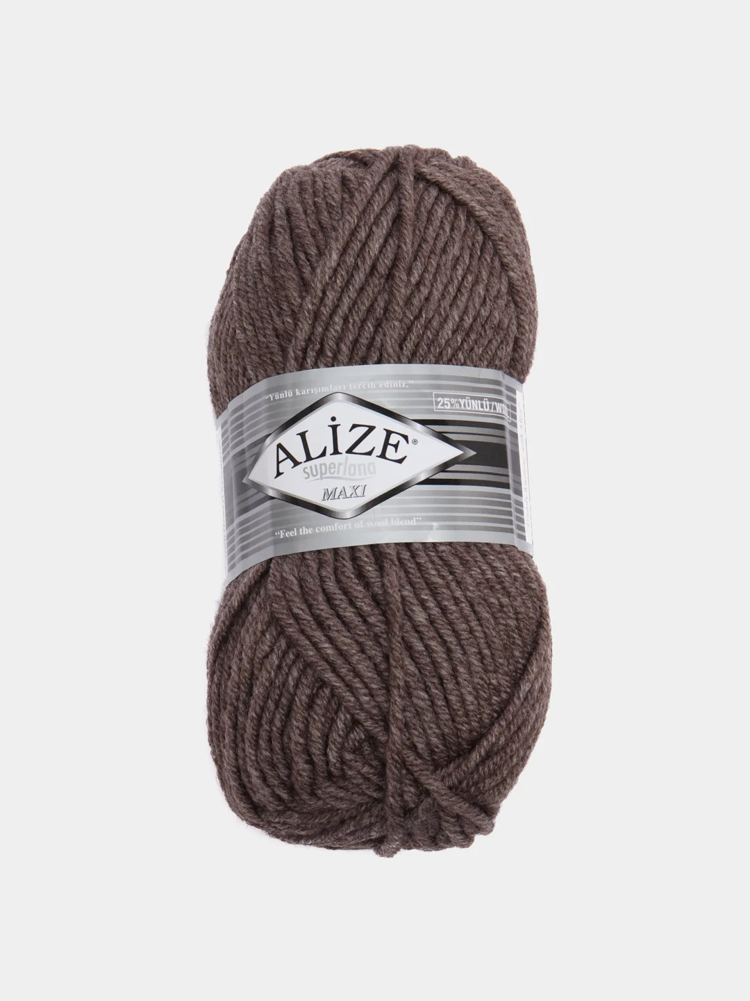 Коричневый пряжа Alize Superlana Maxi, 100 г, 75% акрил, 25% шерсть