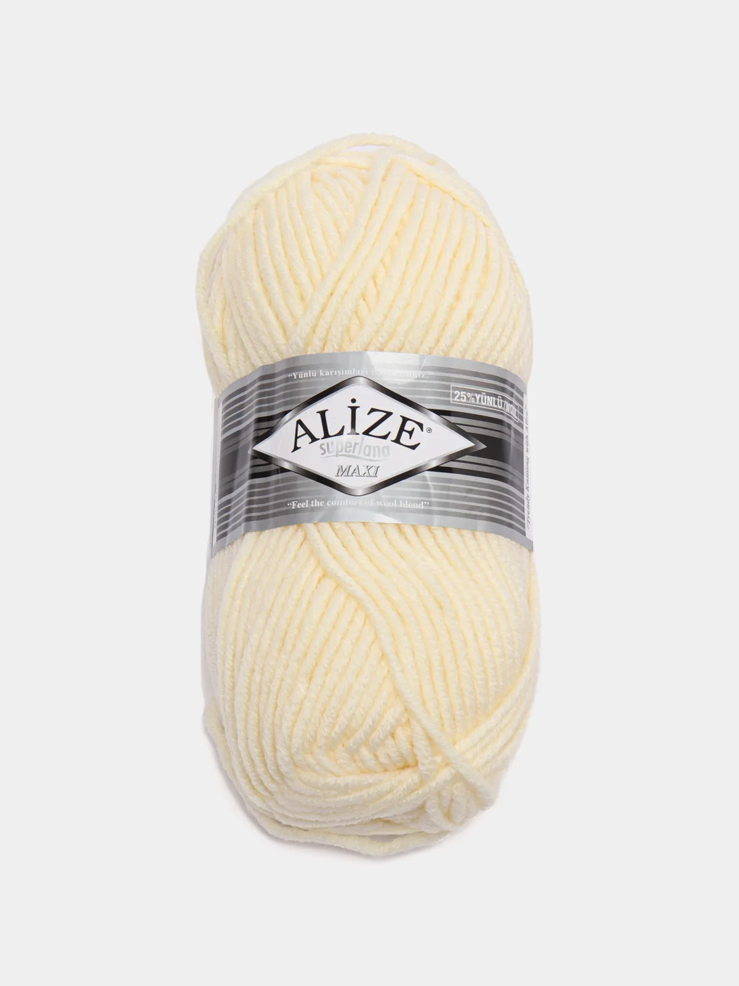 Кремовый пряжа Alize Superlana Maxi, 100 г, 75% акрил, 25% шерсть