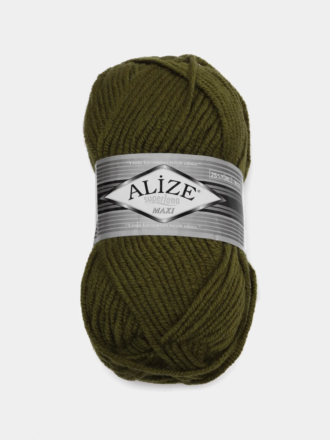 Оливковый пряжа Alize Superlana Maxi, 100 г, 75% акрил, 25% шерсть