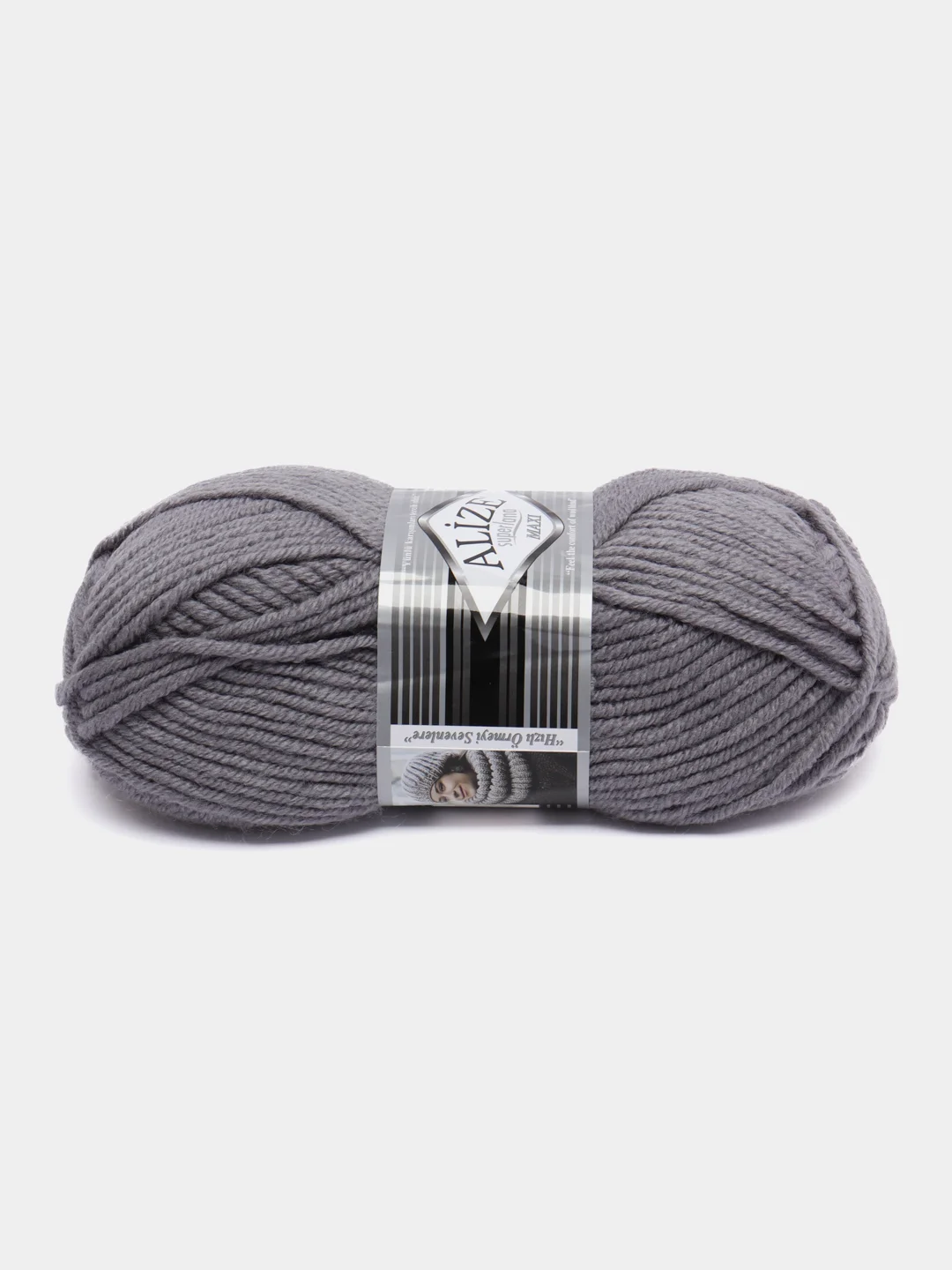 Серый металлик пряжа Alize Superlana Maxi, 100 г, 75% акрил, 25% шерсть