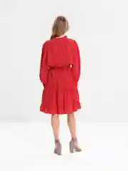 Красный женское платье, в горошек