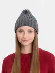 Серый меланж шапка женская вязанная