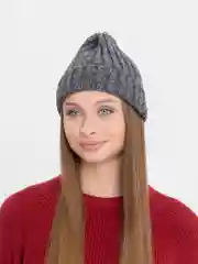 Серый меланж шапка женская вязанная