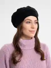 Черный шапка-берет женская вязаная Эльба