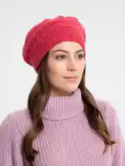 Коралловый шапка-берет женская вязаная Эльба