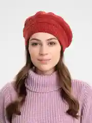 Терракотовый шапка-берет женская вязаная Эльба