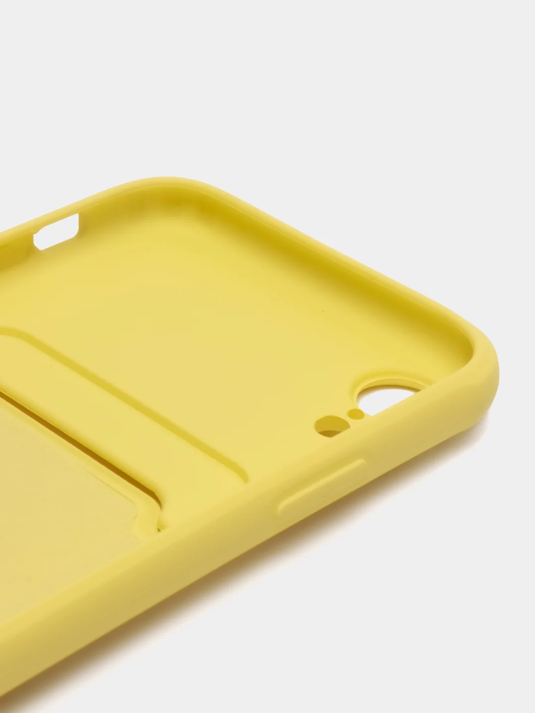 Желтый силиконовый чехол для iPhone XR (Айфон ХР) с карманом для карт, чехол на айфон