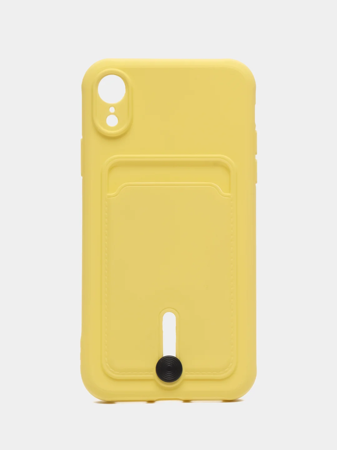 Желтый силиконовый чехол для iPhone XR (Айфон ХР) с карманом для карт, чехол на айфон