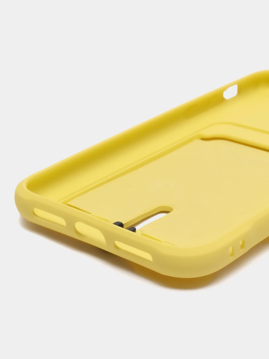 Желтый силиконовый чехол для iPhone XR (Айфон ХР) с карманом для карт, чехол на айфон