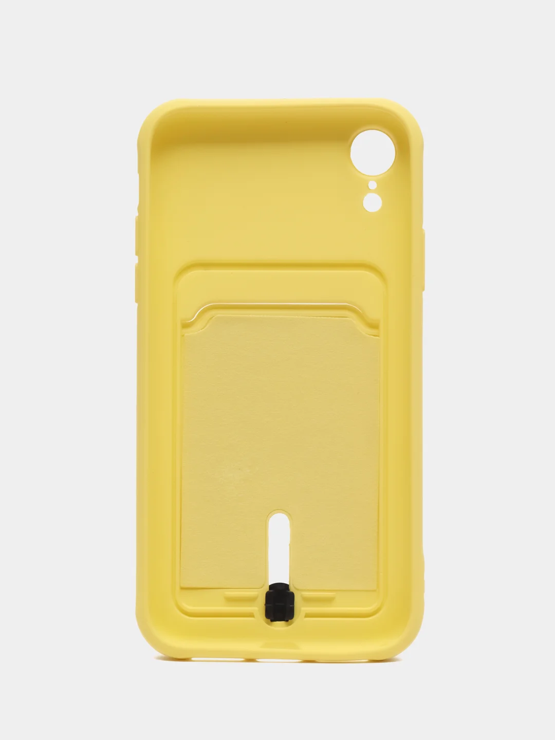 Желтый силиконовый чехол для iPhone XR (Айфон ХР) с карманом для карт, чехол на айфон