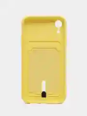 Желтый силиконовый чехол для iPhone XR (Айфон ХР) с карманом для карт, чехол на айфон