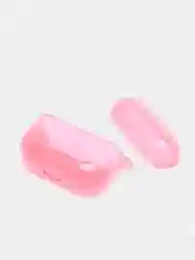 Розовый чехол для наушников Apple Airpods 1/2 Pro неоновый силиконовый прозрачный