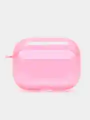 Розовый чехол для наушников Apple Airpods 1/2 Pro неоновый силиконовый прозрачный