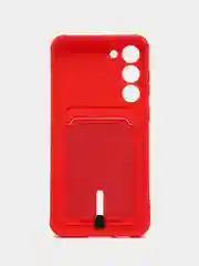 Красный силиконовый чехол для Samsung Galaxy S23 Plus, S23+ (Самсунг Галакси С23 Плюс), с карманом