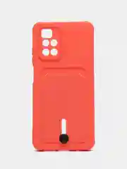 Коралловый силиконовый чехол для Xiaomi Redmi 10 ( Сяоми Редми 10 ) с карманом для карт