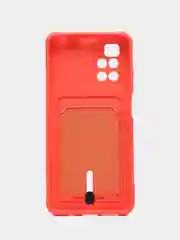 Коралловый силиконовый чехол для Xiaomi Redmi 10 ( Сяоми Редми 10 ) с карманом для карт