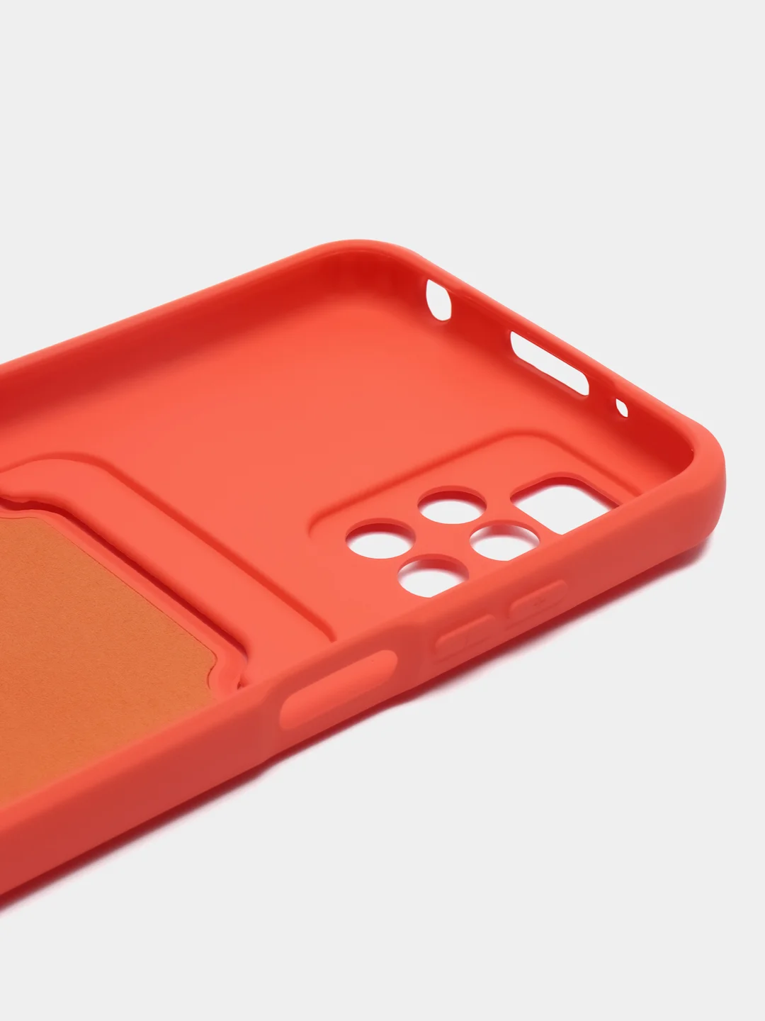 Коралловый силиконовый чехол для Xiaomi Redmi 10 ( Сяоми Редми 10 ) с карманом для карт