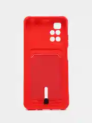Красный силиконовый чехол для Xiaomi Redmi 10 ( Сяоми Редми 10 ) с карманом для карт