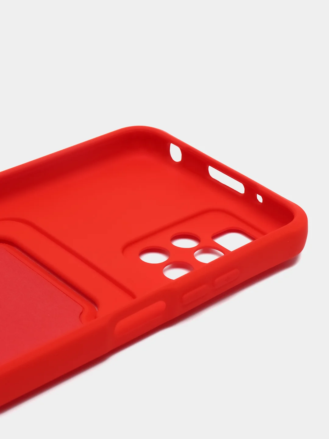 Красный силиконовый чехол для Xiaomi Redmi 10 ( Сяоми Редми 10 ) с карманом для карт
