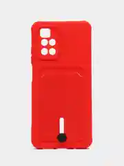 Красный силиконовый чехол для Xiaomi Redmi 10 ( Сяоми Редми 10 ) с карманом для карт