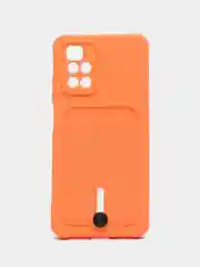 Оранжевый силиконовый чехол для Xiaomi Redmi 10 ( Сяоми Редми 10 ) с карманом для карт